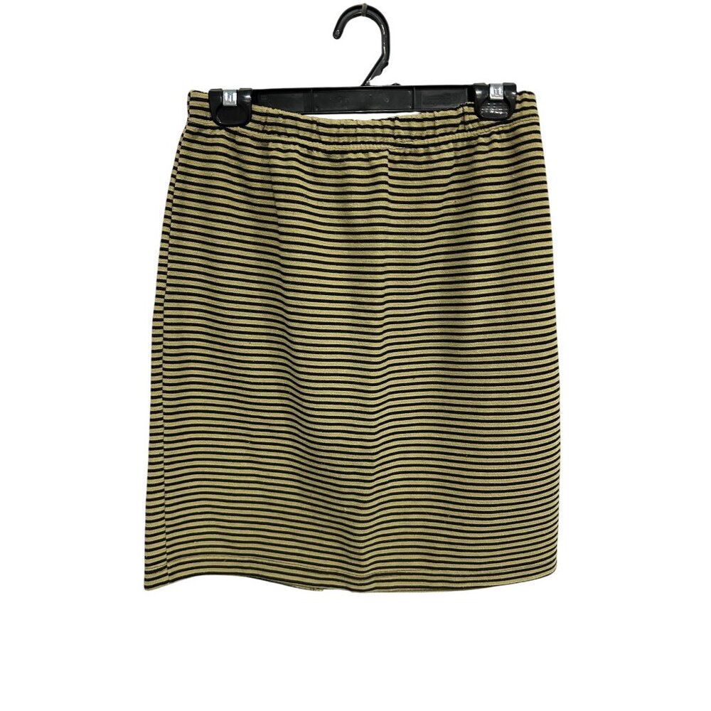 Vintage Resource Womens Yellow Black Striped Mini Skirt Size Large Retro Mod